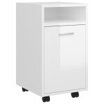 Vidaxl armoire latrale avec roues blanc brillant 33x38x60 cm agglomr