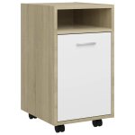 Vidaxl armoire latrale avec roues blanc et chne 33x38x60cm agglomr