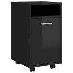 Vidaxl armoire latrale avec roues noir brillant 33x38x60 cm agglomr