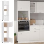 Vidaxl armoire � micro - ondes blanc brillant 60x57x207 cm agglom�r�