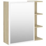Vidaxl armoire  miroir de bain blanc et chne sonoma 62, 5x20, 5x64 cm