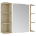 Vidaxl armoire  miroir de bain blanc et chne sonoma 80x20, 5x64 cm