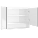 Vidaxl armoire  miroir de salle de bain 80x15x60cm mdf blanc brillant