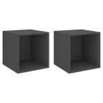 Vidaxl armoires murales 2 pcs gris 37x37x37 cm agglomr