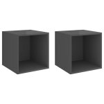Vidaxl armoires murales 2 pcs gris brillant 37x37x37 cm agglom�r�