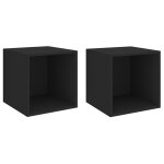 Vidaxl armoires murales 2 pcs noir 37x37x37 cm agglomr