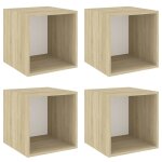Vidaxl armoires murales 4 pcs blanc / chne sonoma 37x37x37 cm agglomr