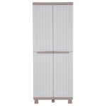 Vidaxl armoire de rangement avec 2 portes 68x39x170cm gris clair / beige