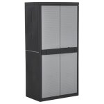 Vidaxl armoire de rangement avec 2 portes 90x54x180 cm noir et gris