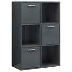 Vidaxl armoire de rangement gris brillant 60x29, 5x90 cm agglomr