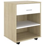Vidaxl armoire � roulettes blanc et ch�ne sonoma 46x36x59 cm agglom�r�