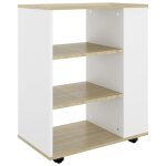 Vidaxl armoire  roulettes blanc et chne sonoma 60x35x75 cm agglomr