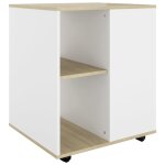 Vidaxl armoire  roulettes blanc et chne sonoma 60x53x72 cm agglomr