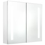 Vidaxl armoire de salle de bain � miroir led blanc brillant 62x14x60cm