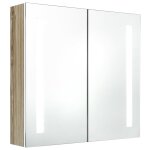 Vidaxl armoire de salle de bain  miroir led blanc et chne 62x14x60cm