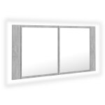 Vidaxl armoire de salle de bain � miroir � led gris b�ton 90x12x45 cm