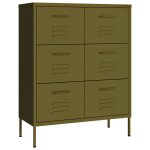 Vidaxl armoire � tiroirs vert olive 80x35x101, 5 cm acier