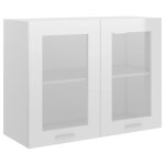 Vidaxl armoire en verre suspendue blanc brillant 80x31x60 cm agglom�r�
