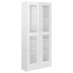Vidaxl armoire � vitrine blanc brillant 82, 5x30, 5x185, 5 cm agglom�r�