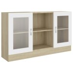 Vidaxl armoire  vitrine blanc et chne sonoma 120x30, 5x70cm agglomr