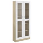 Vidaxl armoire vitrine blanc chne sonoma 82, 5x30, 5x185, 5cm agglomr