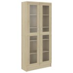 Vidaxl armoire � vitrine ch�ne sonoma 82, 5x30, 5x185, 5 cm agglom�r�