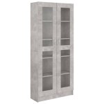 Vidaxl armoire  vitrine gris bton 82, 5x30, 5x185, 5 cm agglomr