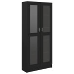 Vidaxl armoire � vitrine noir 82, 5x30, 5x185, 5 cm agglom�r�