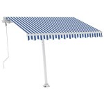 Vidaxl auvent automatique capteur de vent / led 300x250 cm bleu et blanc