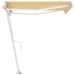 Vidaxl auvent automatique capteur de vent / led 350x250cm jaune et blanc