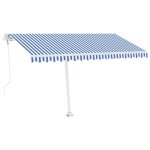 Vidaxl auvent automatique capteur de vent / led 400x300 cm bleu et blanc