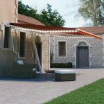 Vidaxl auvent automatique capteur de vent / led 400x300 cm orange / marron