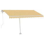 Vidaxl auvent automatique capteur de vent / led 400x300cm jaune et blanc