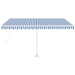 Vidaxl auvent automatique capteur de vent / led 400x350 cm bleu et blanc