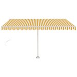 Vidaxl auvent automatique capteur de vent / led 400x350cm jaune et blanc