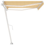 Vidaxl auvent automatique capteur de vent / led 450x300cm jaune et blanc