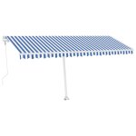 Vidaxl auvent automatique capteur de vent / led 500x300 cm bleu et blanc