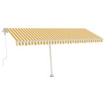 Vidaxl auvent automatique capteur de vent / led 500x300cm jaune et blanc