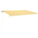 Vidaxl auvent automatique capteur de vent / led 500x300cm jaune et blanc