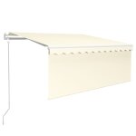 Vidaxl auvent automatique store capteur de vent led 3, 5x2, 5 m crme