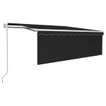 Vidaxl auvent automatique store capteur de vent led 4, 5x3 m anthracite