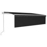 Vidaxl auvent automatique store capteur de vent et led 5x3m anthracite