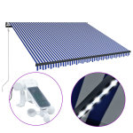 Vidaxl auvent avec capteur de vent et led 300x250 cm bleu et blanc