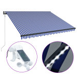 Vidaxl auvent avec capteur de vent et led 450x300 cm bleu et blanc