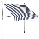 Vidaxl auvent manuel rtractable avec led 100 cm bleu et blanc