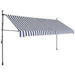 Vidaxl auvent manuel r�tractable avec led 350 cm bleu et blanc
