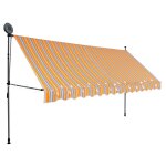 Vidaxl auvent manuel rtractable avec led 400 cm jaune et bleu