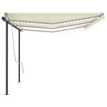 Vidaxl auvent manuel rétractable avec led 6x3 m crème Vidaxl auvent manuel rétractable avec led 6x3 m crème