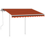 Vidaxl auvent manuel r�tractable avec poteaux 3x2, 5 m orange et marron