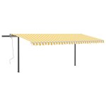 Vidaxl auvent manuel rtractable avec poteaux 5x3 m jaune et blanc